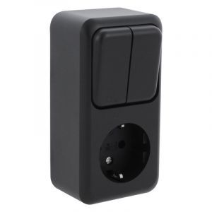 Q-Link Buchse und Schalter, seriell, geerdet, schwarz