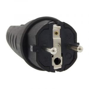 Stecker SCHUKO Rubber 10/16 Ampere, schwarz
