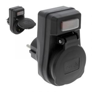 Stecker geerdeter Schalter Lampe 10 / 16A IP44 Schwarz