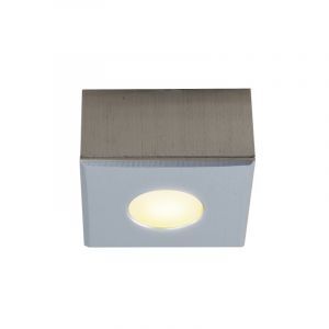 Eckige chrom Aufbaustrahler Terrassenüberdachung Fredo, IP44, dimbar