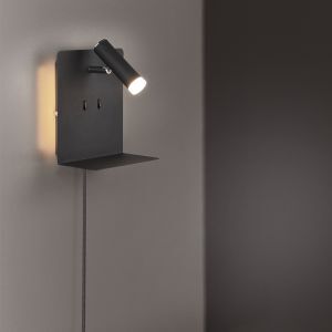 Schwarze Wandleuchte Design, Ricciolo, 3W, 3000K LED, mit Schalter