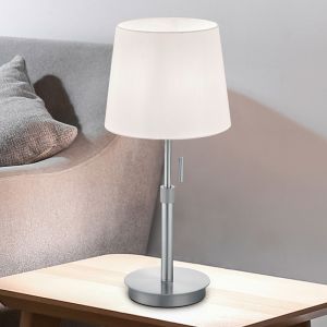 Nickel Tischleuchte Antik, Niva, mit Zugschalter