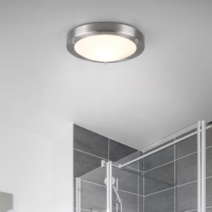Nickel Badezimmer Deckenleuchte Glas, Hadleigh, IP44