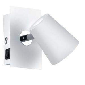 Weiße Wandstrahler Glas, Laysha, 6W, 3000K LED, mit Schalter