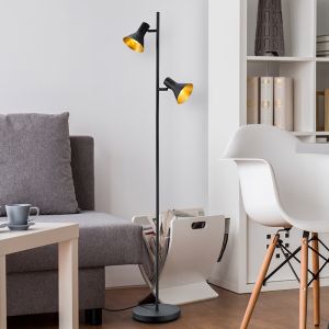 Schwarze Stehlampe Industrial, Verena, mit Schalter