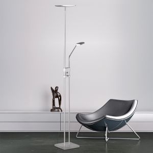 Nickel Stehlampe Modern, Simon, 15W, 3000K LED, mit Schalter