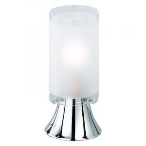 Chrom Tischleuchte Glas, Leanne, mit Schalter