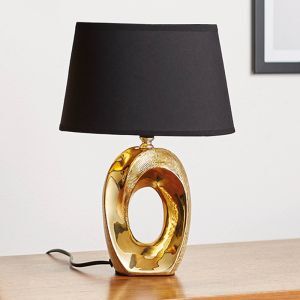 Keramik Tischleuchte Gold, Moldrup, mit Schalter