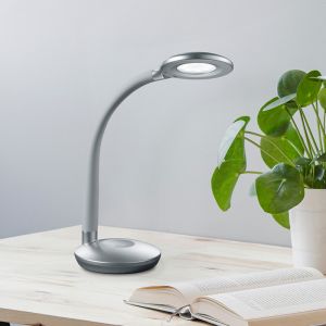 Graue Schreibtischlampe Modern, Jesse, 3W, 3000K LED, mit Touch-Dimmer