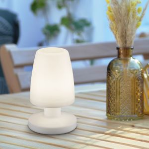 Weiße Außen Tischleuchte Modern, Maruf, 1,5W, 3000K LED, IP44, mit Schalter