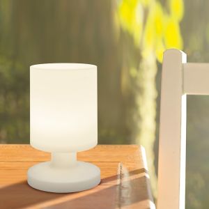 Weiße Außen Tischleuchte Kunststoff, Wiesje, 1,5W, 3000K LED, IP44, mit Schalter