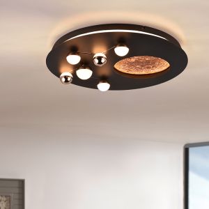 Schwarze Deckenlampe Modern, Gilberto, 42W, warm- bis kaltweiß einstellbare LED, 3-stufig dimmbar