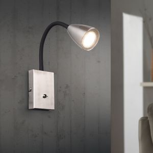 Nickel Wandleuchte Modern, Joanne, mit Schalter