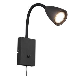 Schwarze Wandleuchte Modern, Joanne, mit Schalter