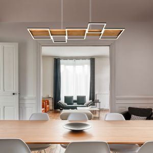 Holz Pendelleuchte Braun, Justian, 42W, 3000K LED, 3-stufig dimmbar