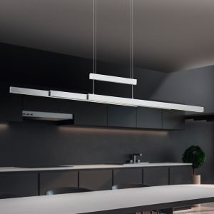 Nickel Pendelleuchte Esszimmer Modern, Jessey, 42W, warm- bis kaltweiß einstellbare LED, mit Touch-Dimmer