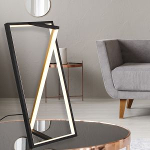 Schwarze Tischleuchte Modern, Chadi, 9W, warm- bis kaltweiß einstellbare LED, mit Touch-Dimmer