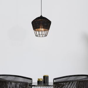Rattan Pendelleuchte Schwarz, Mirne