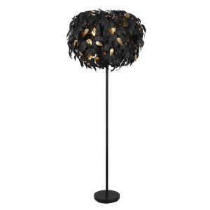 Schwarze Stehlampe Retro, Urwa, mit Schalter