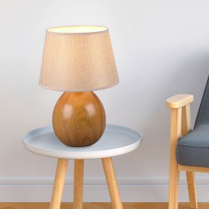 Keramik Tischleuchte Beige, Yet, mit Schalter