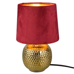 Keramik Tischleuchte Gold, Jorre, mit Schalter
