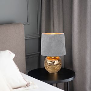 Keramik Tischleuchte Gold, Jorre, mit Schalter