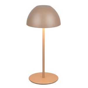 Braune aufladbare Tischlampe Kunststoff, Mikhail, 2W, 3000K LED, IP44, mit Touch-Dimmer
