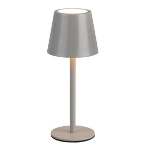 Graue aufladbare Tischlampe Metall, Priya, 1,6W, warm- bis kaltweiß einstellbare LED, 3-stufig dimmbar