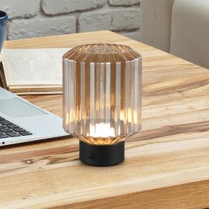 Schwarze aufladbare Tischlampe Retro, Tamer, 2W, 3000K LED, mit Touch-Dimmer