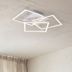 Weiße Deckenlampe Modern, Bibiana, 28W, warm- bis kaltweiß einstellbare LED, mit Fernbedienung