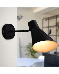 Moderne Wandleuchte Schwarz, Vico, mit Schalter