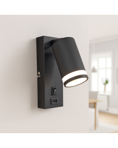 Moderne Wandstrahler Schwarz, Tara, mit Schalter