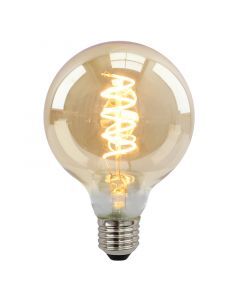 Dimmbare E27 LED Lampe, Tuelo, G95, 4w, Bernstein glas, 2200K