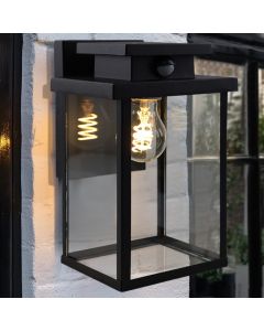 Moderne Außen Wandleuchte mit Bewegungsmelder Schwarz, Jesca, IP44