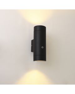 Moderne Außen Wandleuchte mit Dämmerungsmelder Schwarz, Marcos, IP44