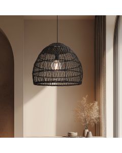Rattan Pendelleuchte Schwarz, Rosa