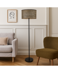 Bambus Stehlampe Schwarz, Jildau, mit Schalter
