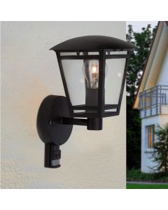 Moderne Außen Wandleuchte mit Bewegungsmelder Schwarz, Jedidjah, IP44