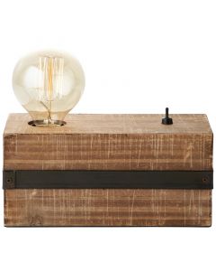 Holz Tischleuchte Schwarz, Asli, mit Schalter