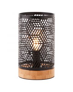 Holz Tischleuchte Schwarz, Sherona, mit Schalter