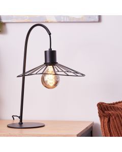 Retro Tischleuchte Schwarz, Famke, mit Schalter