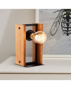 Holz Tischleuchte Braun, Rasha, mit Schalter