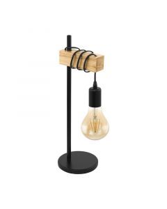 Holz Tischleuchte Braun, Anton, mit Schalter