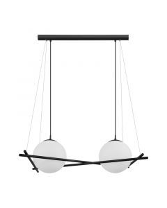 Schwarze retro Pendelleuchte Glas, Tjardo