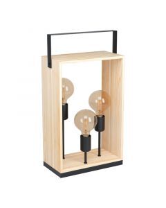 Holz Tischleuchte Schwarz, Olaf, mit Schalter