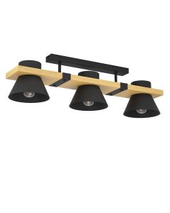 Schwarze retro Deckenleuchte Holz, Juanita