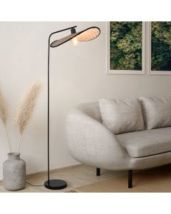 Braune landhaus Stehlampe Holz, Jillah, mit Schalter