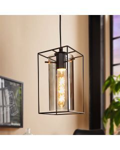 Schwarze industrielle Pendelleuchte Glas, Aprica