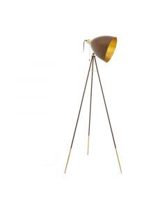 Goldene moderne Stativlampe Stahl, Maick, mit Zugschalter