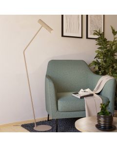 Beige moderne Stehlampe Stahl, Vahid, mit Schalter